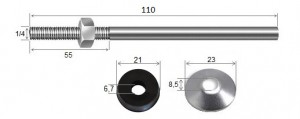 Haste Telha + Porca + Arruelas 1/4 x 110 R55 Alumnio - 10 peas